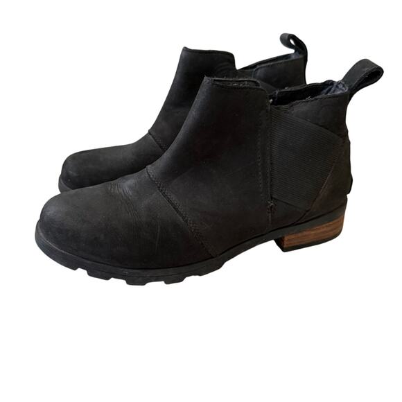 Sorel Black Leather Ankle Boots Women’s 7 - Picture 1 of 9